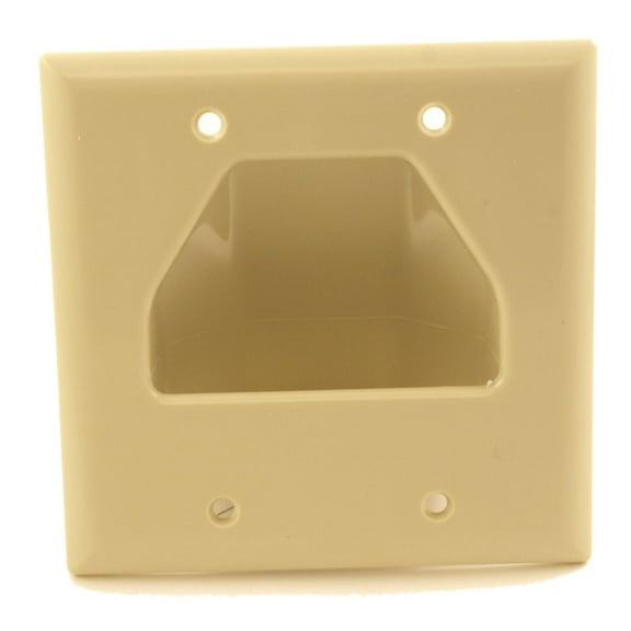Wall plate: Double-Gang Recessed Cable Pass-thru, Ivory