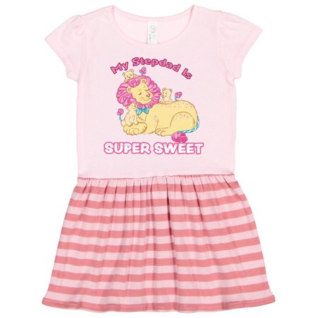 

Inktastic My Stepdad Is Super Sweet Cotton Candy Lions with Pink Mane Gift Toddler Girl Dress