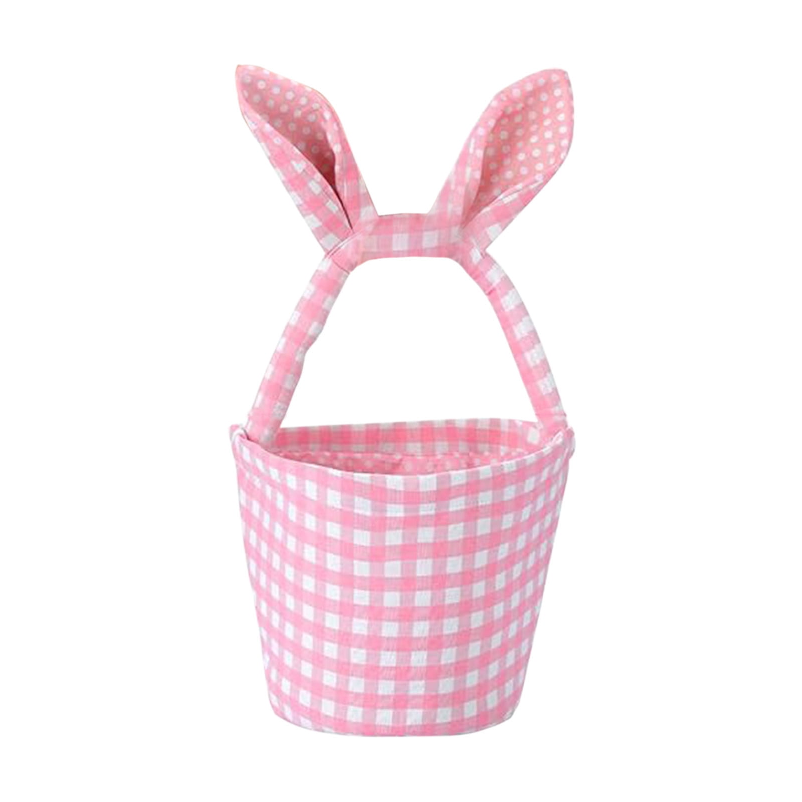 Lunxisen 4 Pcs Easter Bunny Basket Plaid Gingham Easter Buckets with Border Pleat,Cute Easter Basket Tote Easter Eggs Hunt Bag,Easter Decorations,Candy Gifts Storage