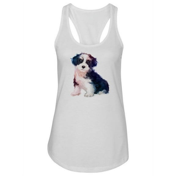 Watercolor Dog Sitting Tank Women -Image by Shutterstock, Female x-Large