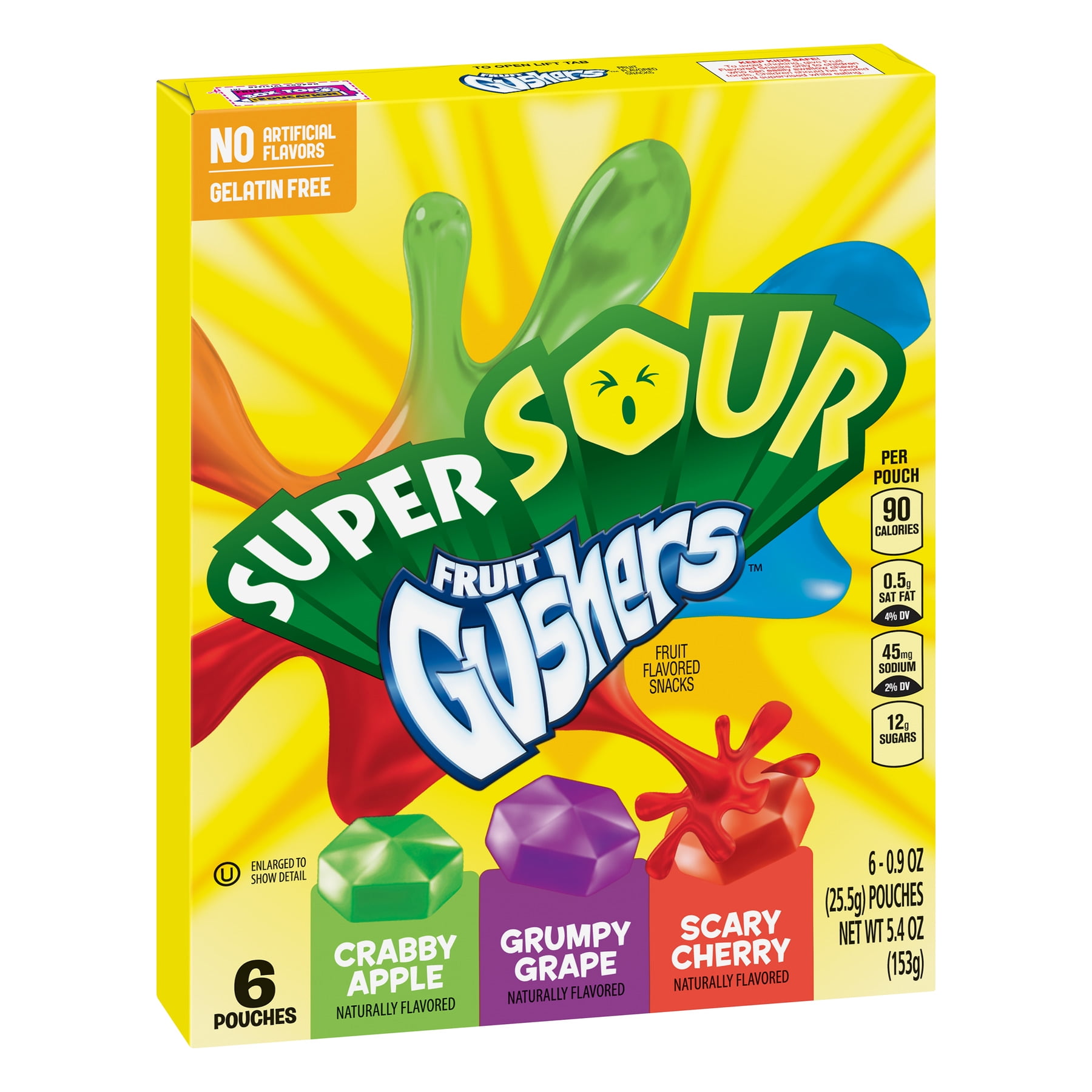 Fruit Gushers Super Sour Apple, Grape & Cherry 6 ct 5.4 oz Walmart