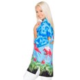 thumbnail image 2 of HAPPY BAY Women's Relaxed Fit Beach Blouses Holidays Short Sleeve Vacation Hawaiian Shirt Button Down Dressy Shirts For Women XXL Cerulean, Blue Flamingo, 2 of 3