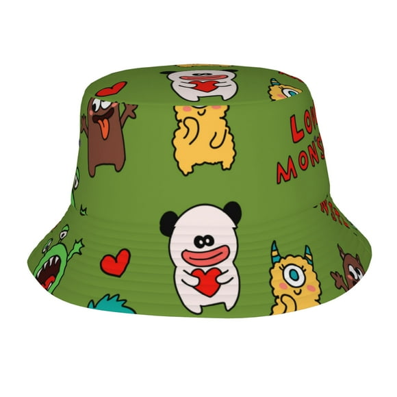 ZICANCN Bucket Hat -Lovely Monster Unisex Print Double-Side-Wear Bucket Hat pour la Pêche, la Plage et l'Extérieur