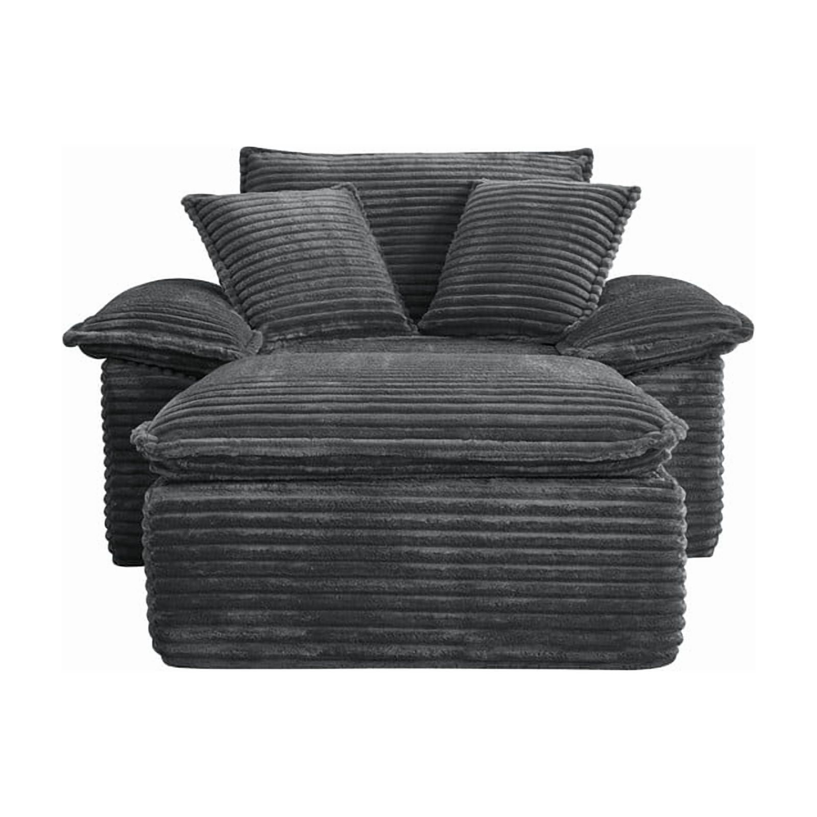 Oversized Single Sofa Chair with Movable 2-Layer Ottoman Set, Chaise Lounge Lazy Sofa, Modular Accent Floor Sofa