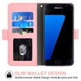 thumbnail image 2 of Compatible avec Samsung Galaxy S7 edge Étui Portefeuille avec Dragonne en Cuir, Couverture Rabattable, Porte-Cartes, Support pour Téléphone, pour Femmes et Hommes - Rose, 2 of 4