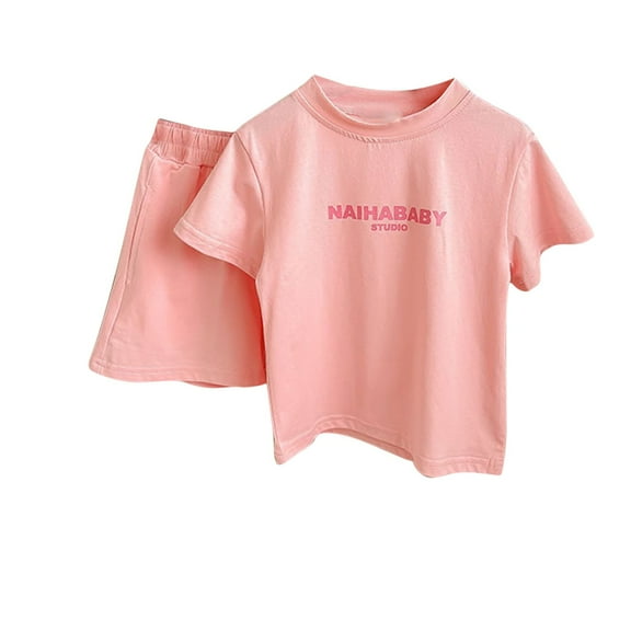 lulshou Kids Summer Clothes Children Print Loose Boy Girl Pockets Shorts Short Sleeve Round-Neck Blouses T-shirt Sets