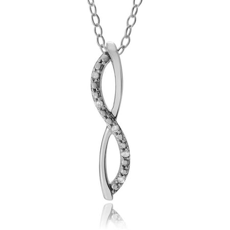 Brinley Co. Women's 1/10 Carat T.W. Round Cut Diamond Sterling Silver Infinity Pendant Fashion Necklace