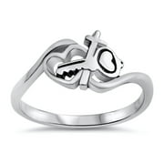Heart Cross Key Infinity Love Knot Ring .925 Sterling Silver Band Jewelry Female Male Unisex Size 5