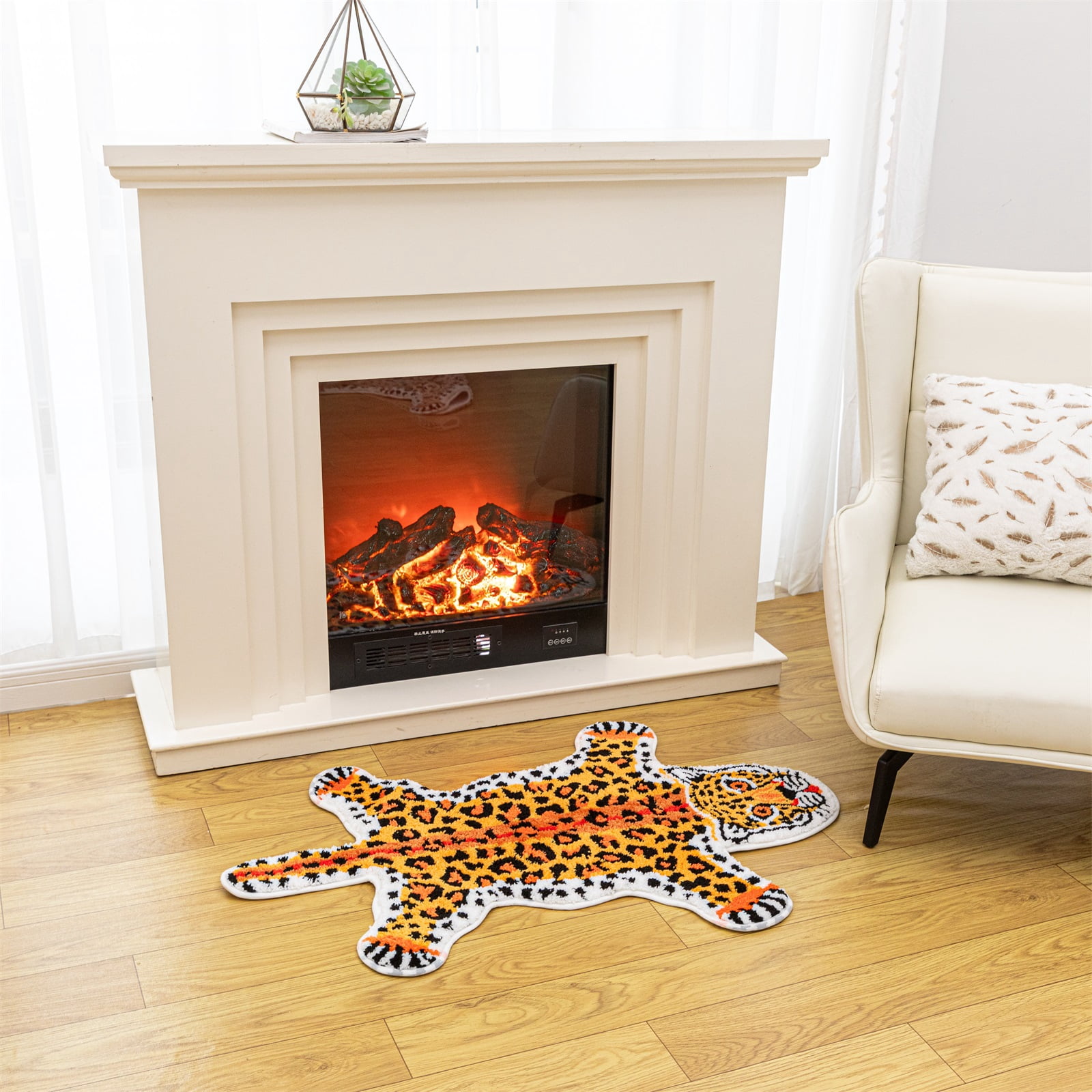yingda1992 Orange Yellow Leopard Bath Mat for Bathroom Cute Cheetah Print Funny Cartoon Non Slip Animal Shaped Absorbent Bathtub Mat Plush Shower Door Mat Decor 39.3x25.5 Inch