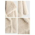 thumbnail image 4 of Women's Faux Fur Coat Faux Fur Jacket Long Sleeve Lapel Furry Winter Jackets Parka Short Coat Beige M, 4 of 5