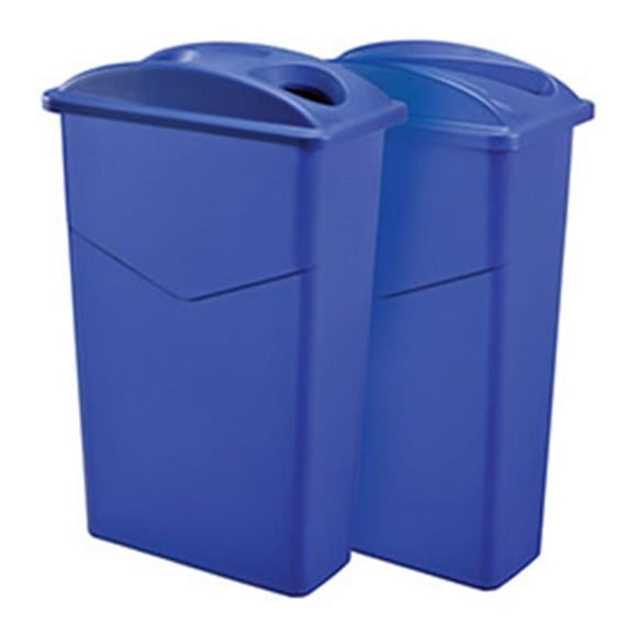 Dual Recycling 23 gal Trash Container System - Blue - 23 gal