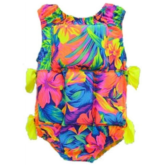 My Pool Pal Girl's or Boy's Swimwear Flotation Lifevest Swimsuit (Tahitian Floral, X-Small)