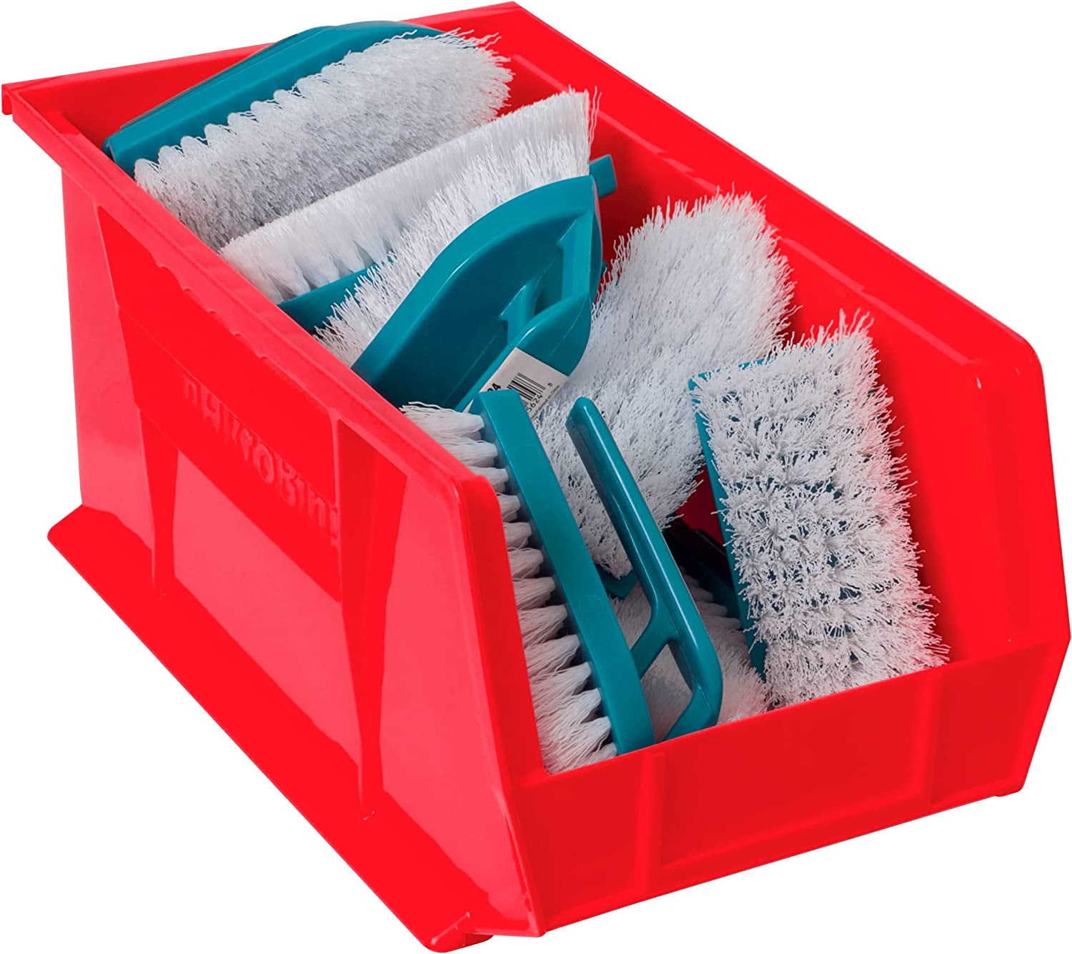 Akro-Mils Stackable Storage Bins, AkroBins Stacking Organizer, 15"x8"x7", Red, 12-Pack