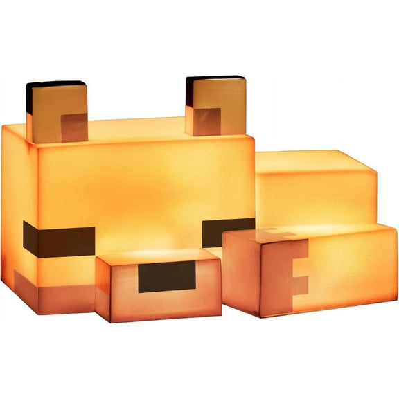 Minecraft Cute Fox Night Light, Soft Orange Glow, Officially Licensed Minecraft Decor and Desk Lamp for Gaming Room or Kids and Tween Bedroom