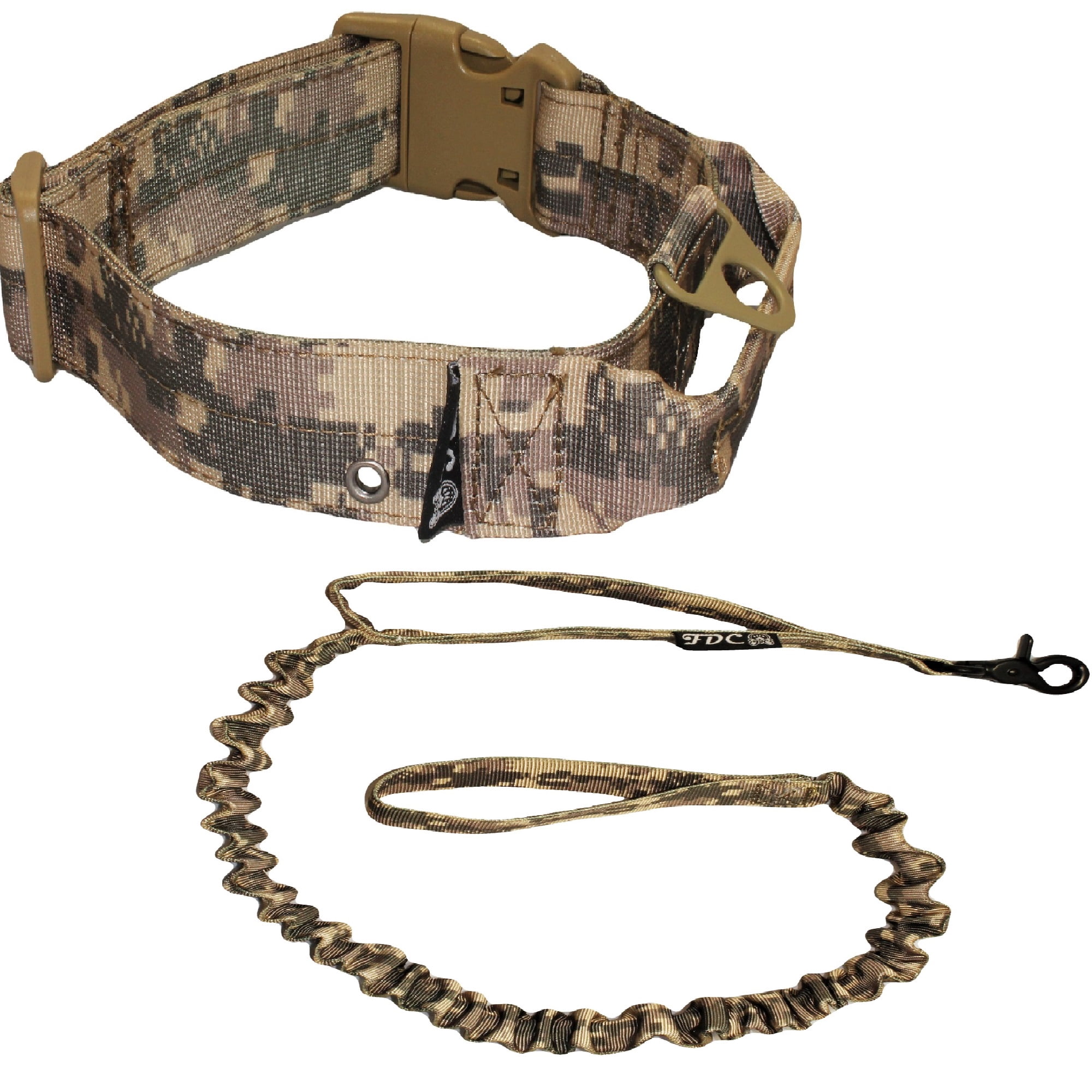 SET of Tactical COLLAR and LEASH Dog Military Army HEAVY DUTY Traning with HANDLE Width 1.5in Plastic Buckle  XL: Neck 16" - 20"