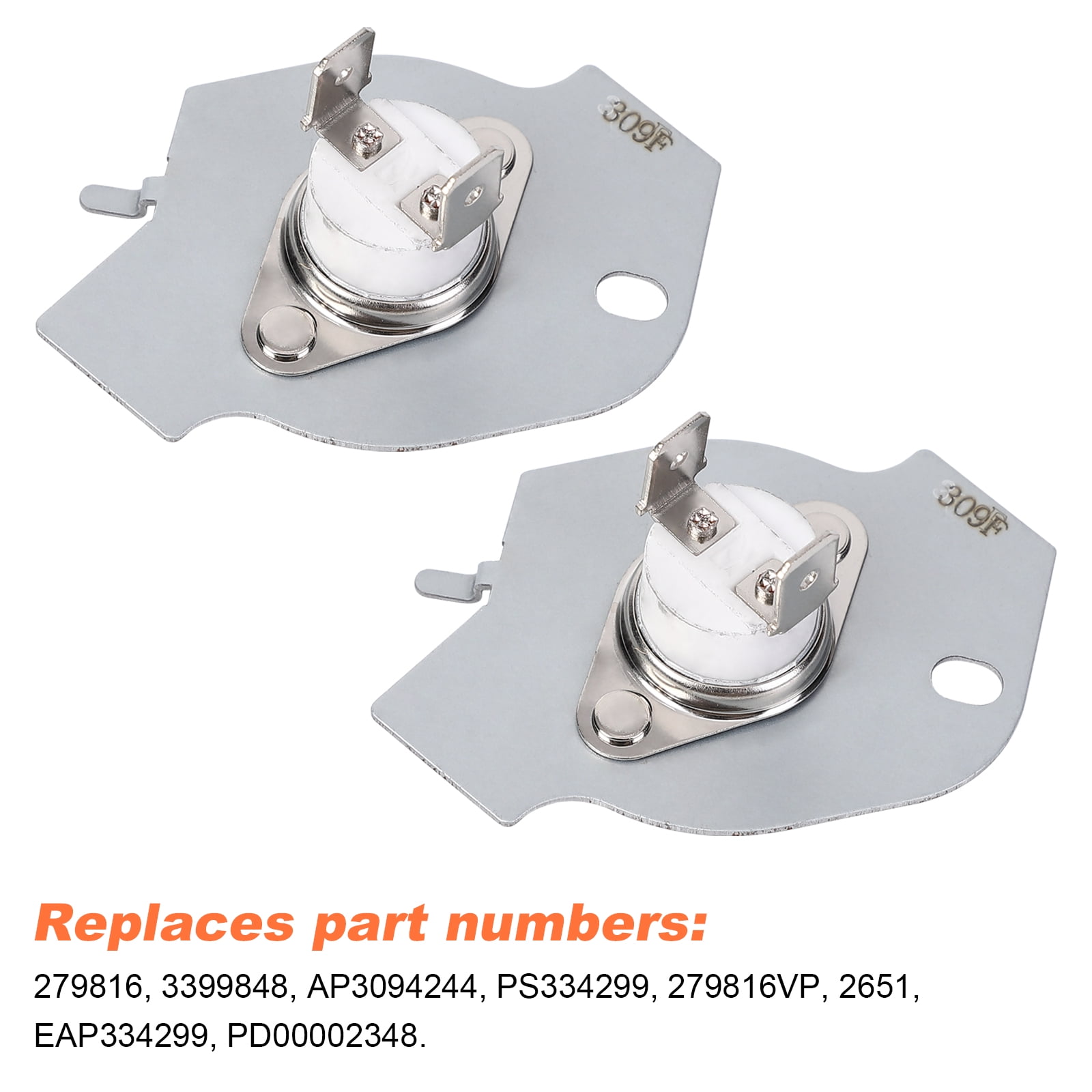 2 Pack 3977393 Dryer Thermal Fuse Replaces Replaces AP3094244 