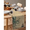 thumbnail image 3 of Nautical Octopus Burlap Cotton Table Runner 14x72 Inches Long, Medieval Retro Map Sailboat Brown Farmhouse Table Runners, Outdoor Dining Tablecloths Decor for Baby Shower/Party/Wedding, 3 of 6