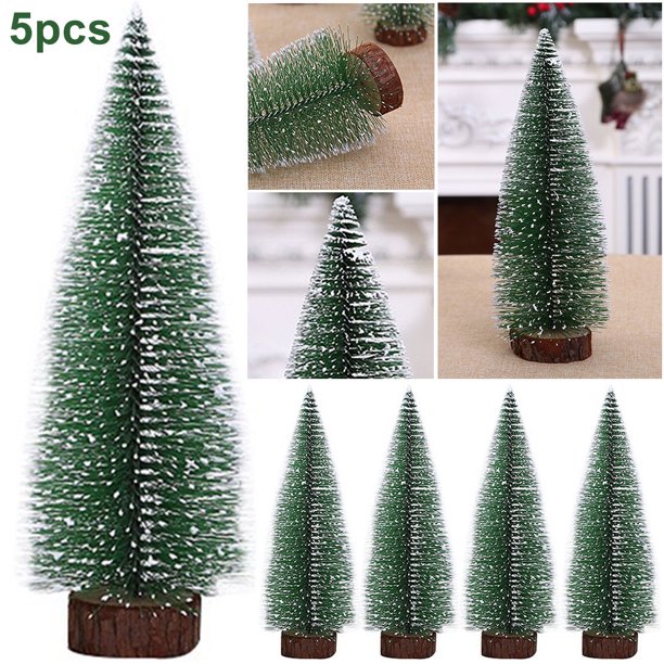 5 Uds Cedro Navidad Cepillo para Botellas Reutilizable Árboles Del (10cm) Blanco