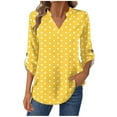 thumbnail image 2 of Craaazy Women's Fashional Print Color Long Sleeve Gifts V-neck Blouses. Long Sleeve Pullover With Button Decoration, 2 of 7