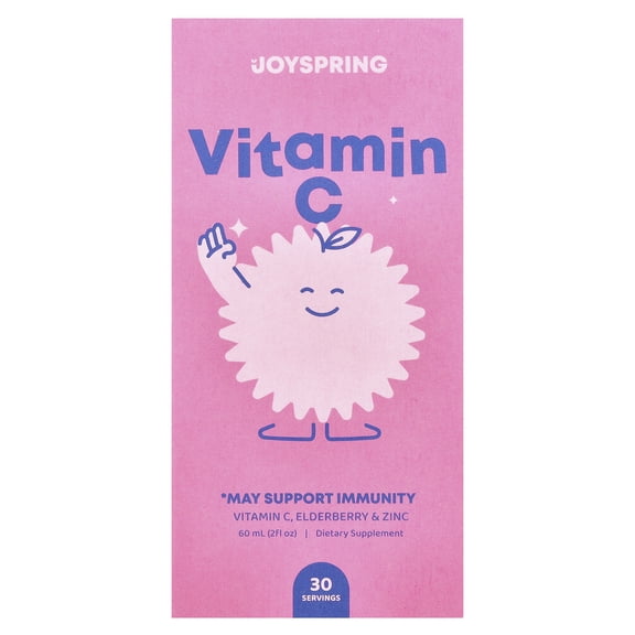JoySpring Vitamin C for Kids with Zinc, and Elderberry Immune Support Drops