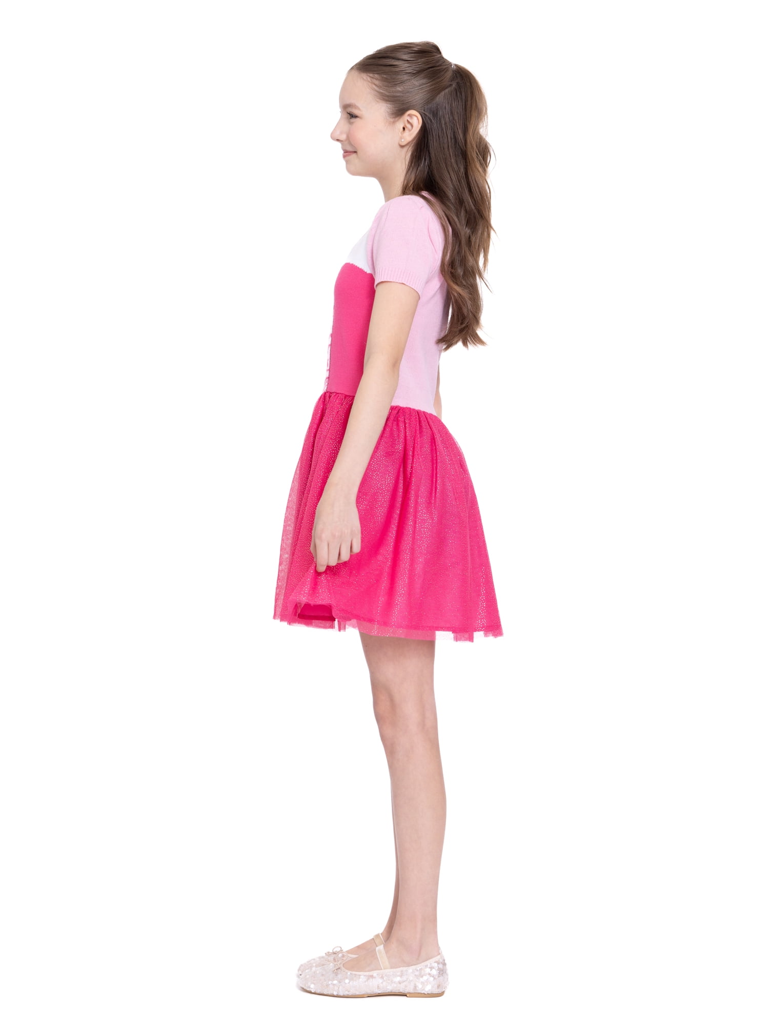 Girls Disney Princess Sleeping Beauty Aurora Cosplay Short Sleeve Sweater Dress, Sizes 4-12