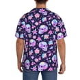 thumbnail image 3 of Fuzoiu crystal Skull flower cool Print Men's Casual Short,Men's Short Sleeve Shirt,Mens Casual Button Down Shirts,Cuban Collar Summer Shirt for Beach, Vacation, and Outdoor Activities-Large, 3 of 5