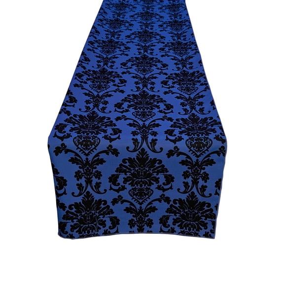 Poplin Damask Table Runner Royal Blue