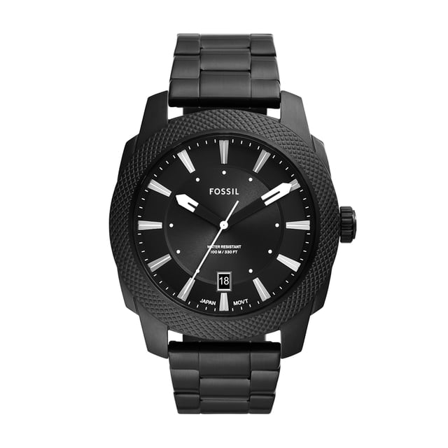 Fossil Machine Reloj de tres manecillas de acero inoxidable y cuarzo de 49 mm para hombre Color: Negro (Modelo: FS5971)