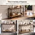 thumbnail image 4 of Ktaxon Boho Conosle Table with Charging Station, 41.7" Nareow Behind the Sofa Table with Handwoven Waterproof Rattan Shelf, Easy Assemble, Rustic Brown, 4 of 7