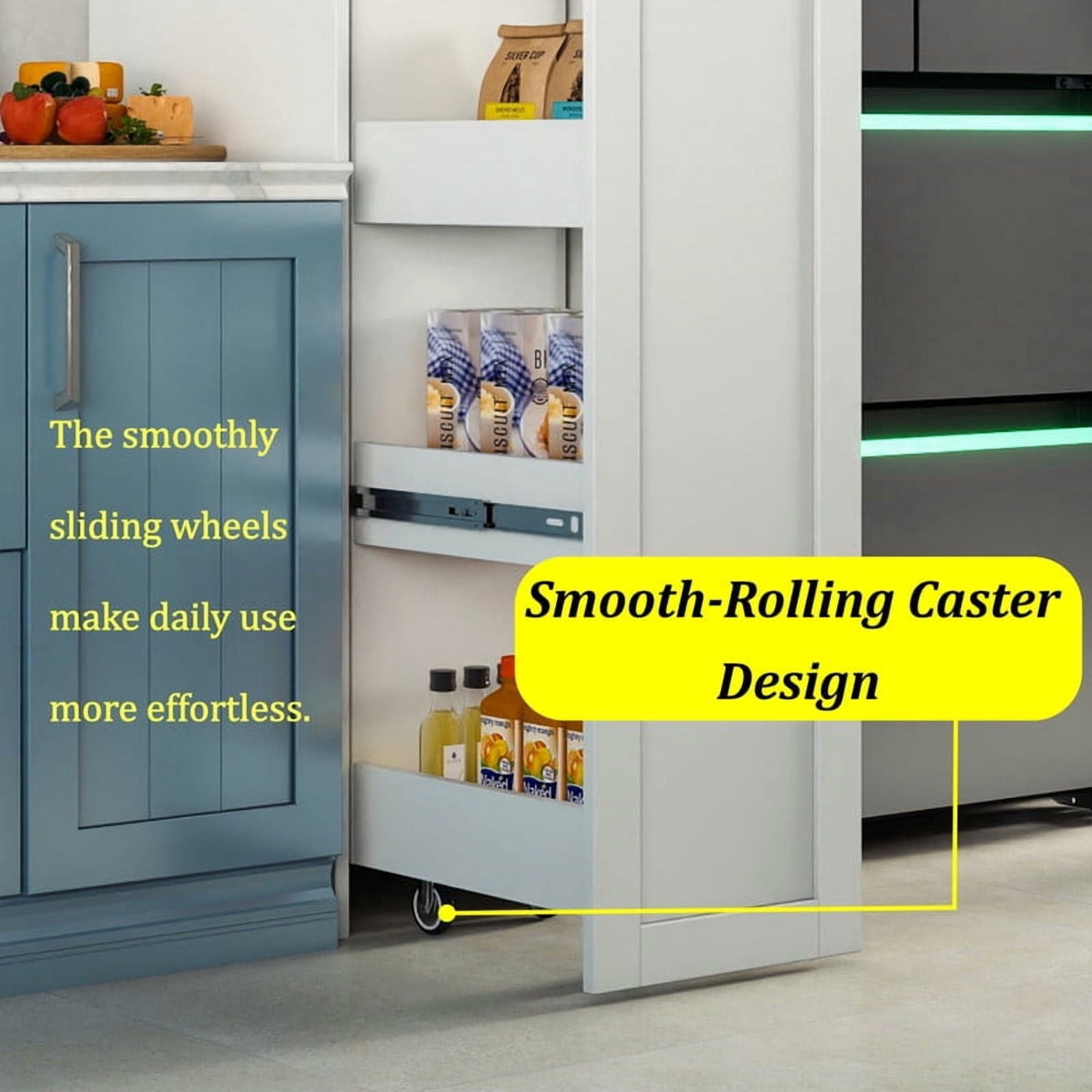 71''H 6-Tier Dustproof Rolling Storage Shelf Cabinet with Wheels, Kitchen Storage Rack with Casters
