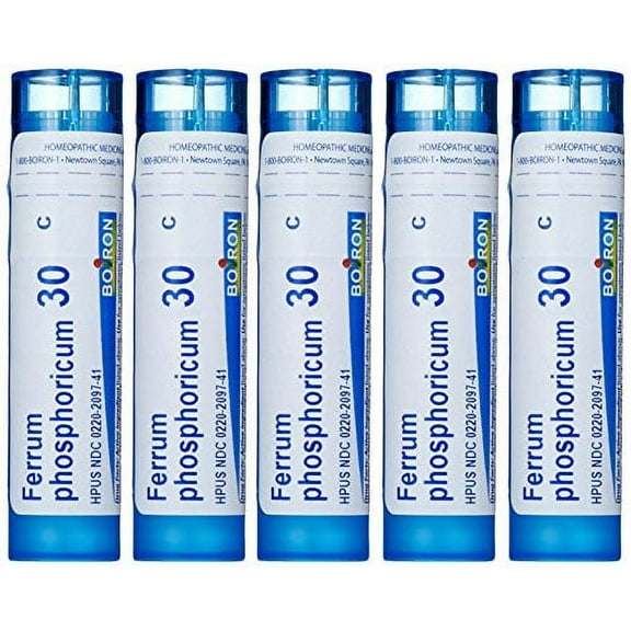 Boiron Ferrum Phosphoricum 30C, Homeopathic Medicine for Fever (Pack of 5)