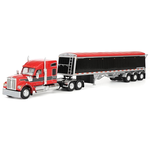 First Gear DCP 1/64 Kenworth W990 76" Mid-Roof Sleeper Truck & Lode King Distinction Hopper Trailer 60-2176