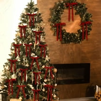 LAMIRO 24 Pcs Velvet Bows Christmas Tree Ornaments Vintage Velvet Ribbon Bows for Tree Garland Wreath Indoor Xmas Decorations Wine