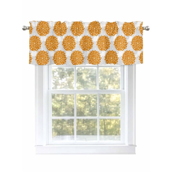 Abstract Dahlia Valances for Windows Vintage Orange Country Farmhouse Classic Rod Pocket Curtains Valance Short Window Treatment Drapes for Living Room, Bedroom Bathroom 42" W x 18" L