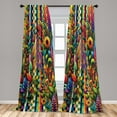 thumbnail image 3 of Ambesonne Colorful Curtains 2 Panel Set, Abstract Garden on Squares, Pair of - 28" x 63", Yellow and Multicolor, 3 of 4