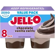 Jell-O Chocolate Vanilla Swirls Sugar Free Pudding Cups Snack Value Pack, 8 Ct Cups