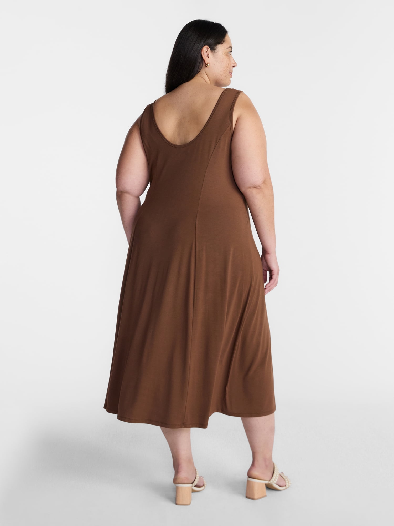 Terra & Sky Women’s Plus Low Scoop Neck Tank Dress, Sizes 0X-5X