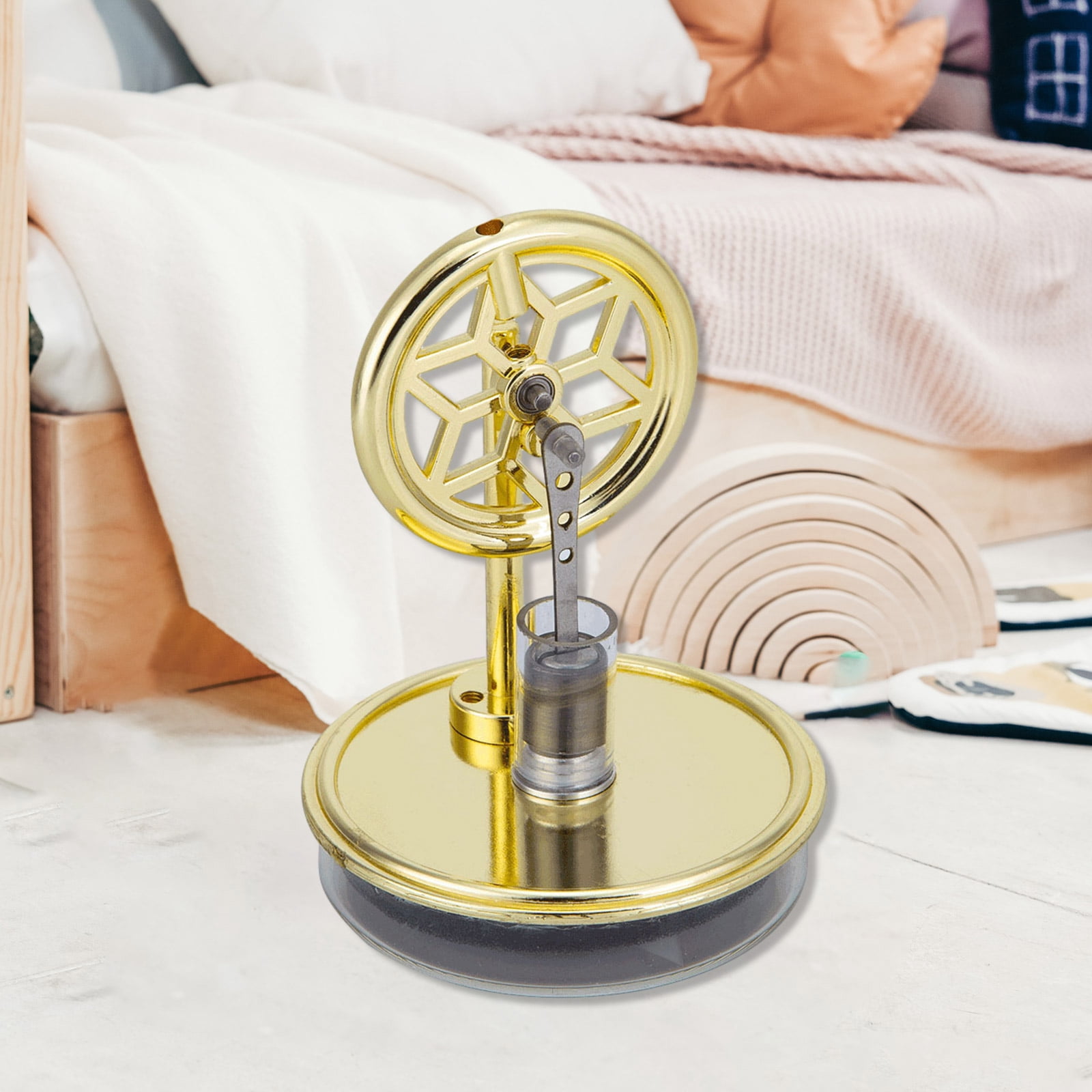 Low Temperature Stirling Engine Assembled Electricity Generator Heat Experiment Generator Model with Flywheel Designs