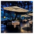 thumbnail image 5 of WDZS 10FT Solar Offset Umbrella with 32 LED Lights Cantilever Hanging Outdoor Umbrellas Handy Crank & Cross Base for Lawn/Deck/Backyard/Pool Tan, 5 of 8