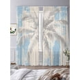 thumbnail image 3 of Palm Tree Sheer Curtains 84 Inch Length 2 Panels Set, Blue Tropical Plant Summer Retro Wood Plank Voile Window Treatment Rod Pocket Curtains Sheers Drapes for Bedroom/Living Room/Kitchen 52"x84"x2, 3 of 7