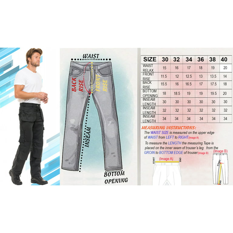 Skylinewears Men cargo pants Workwear Trousers Utility Work Pants with  Cordura Knee Reinforcement Navy W30-L32 | Gästehandtücher