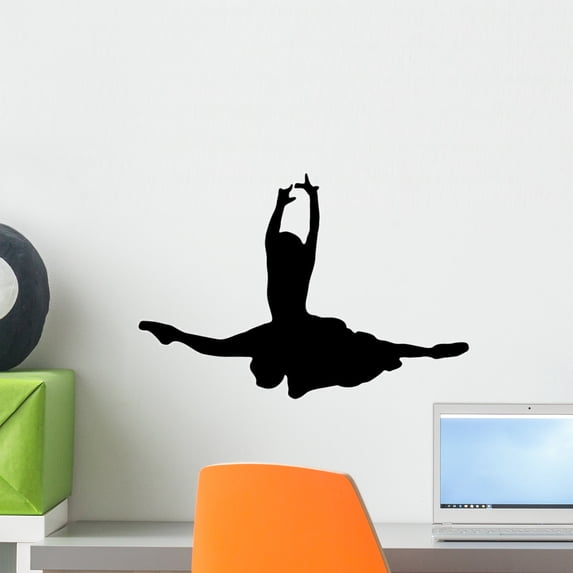Black Ballet Silhouette Wall Decal by Wallmonkeys Peel and Stick Graphic (18 in W x 12 in H) WM140124