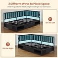 thumbnail image 6 of Twin Corner Bed Frame with Storage and Led Lights Metal Platform Bed Frame Twin Size with Storage Drawers & Charging Station Twin Size Daybed for Living Room,Bedroom,Guest Room,Wood Guardrail,Black, 6 of 9