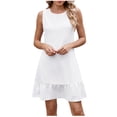 thumbnail image 2 of Summer Dresses for Womens 2026 Plus Size Fashion Solid Color Sleeveless Round-Neck Patchwork Dress, 2 of 7