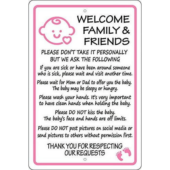 Rules for Visiting New Baby Alum Sign New Parents, Nursery, Visitors Street Sign Road Sign Metal Sign Size: 12 x 16 inch