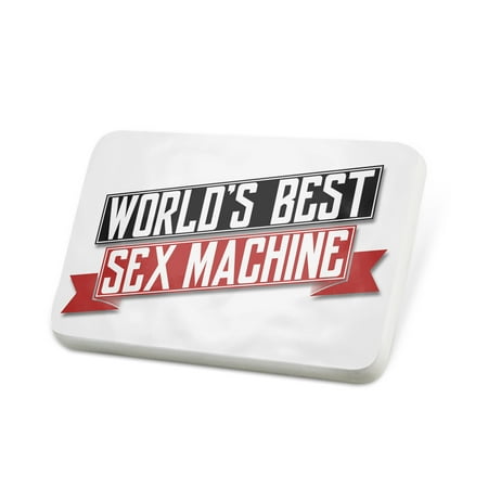 Porcelein Pin Worlds Best Sex Machine Lapel Badge – (The Best Sexy In The World)