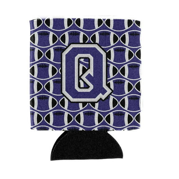 Carolines Treasures CJ1068-QCC Letter Q Football Purple and White Can or Bottle Hugger  Can Hugger multicolor