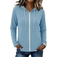 thumbnail image 4 of Hoodies for Women Baeitkot Women's Fashion Solid Color Casual Long Sleeve Tops Blouse Sweatshirts Zipper Hooded Thin Jacket, 4 of 8