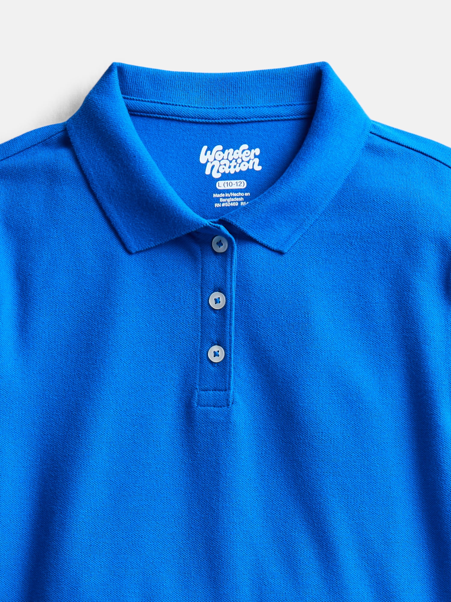 Wonder Nation Girls School Uniform Pique Polo Shirt with Short Sleeves, Size 4-18