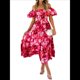 thumbnail image 2 of Vestido Midi Informal de Verano para Mujer, de Corta, Abullonado, con Cuello Cuadrado y Volantes Escalonados Rosa Roja y Rosa M, 2 of 7
